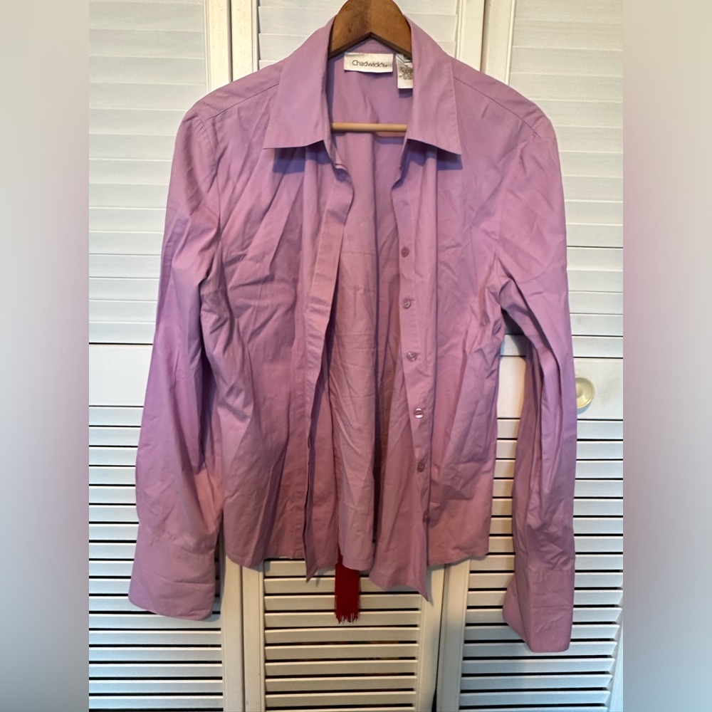 French cuff long sleeves buton up lavender bodysuit size 12 by Chatwicks